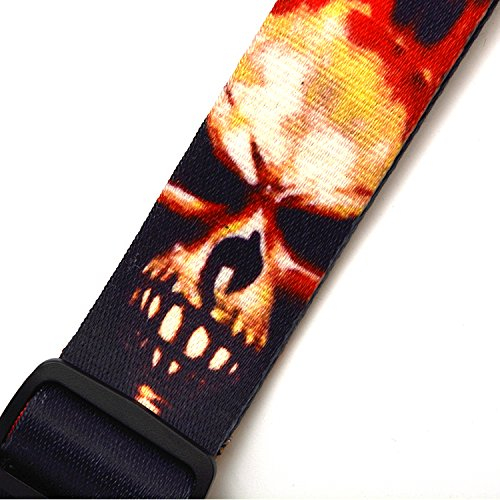 Elagon Skull Style Guitar Strap for Electric, Acoustic and Bass Guitar. Quality and Great Looking Strap.