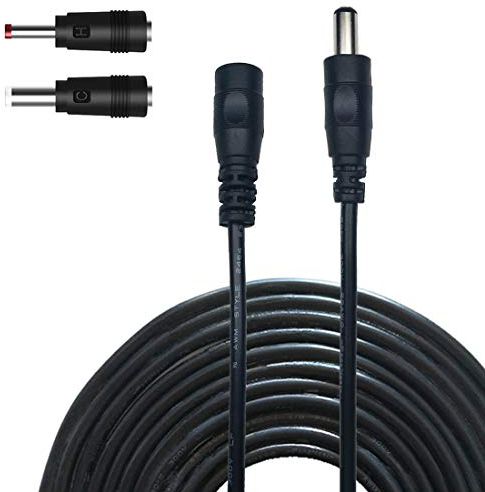 Liwinting 2m/6.56ft DC Extension Cable 2.1mm x 5.5mm Male to Female Connector, DC Power Cord Extension Cable for Power Adapter, 12V CCTV Wireless IP Camera, Monitors, with 2pcs DC converter - Black