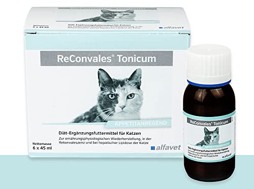 Alfavet ReConvales Tonicum Katze, 3er Pack, appetitanregendes Diät-Ergänzungsfuttermittel zur Rekonvaleszenz und bei Untergewicht, 3 x 6x45ml
