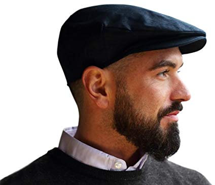 Hanna Hats Irische Vintage Leinen Flat Cap Leinen (Marine, M)