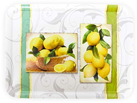 Lashuma Bandeja Grande para Servir 50 x 37 cm, Bandeja Rectangular Decorativa, diseño: árbol de cítricos, Bandeja de jardín Ligera y de