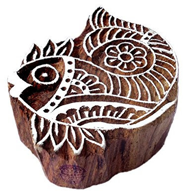 Royal Kraft Handgefertigt Fisch Aquatisch Entwürf Hölzern Druck Stempel - DIY Henna Stoff Textil Papier Ton Keramik Blocke Druck Stempel