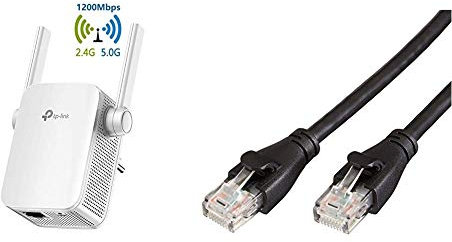 TP-Link RE305 Répéteur WiFi - Amplificateur WiFi AC 1200 Mbps, WiFi Extender, WiFi Booster, 1 Port Ethernet, Augmente la borne WiFi & Amazon Basics Câble réseau Ethernet RJ45 catégorie 6-7,6 m