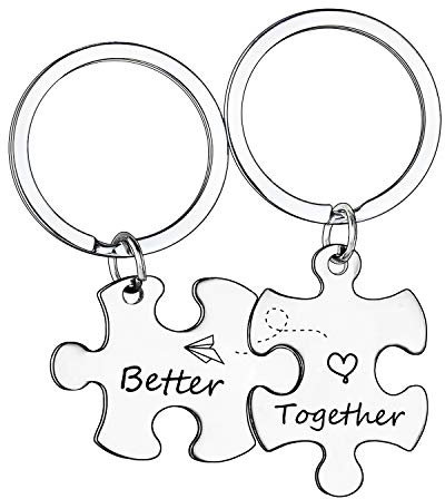 MADHAHEFU Couple Keyrings Boyfriend Girlfriend Gift Husband Keychain Valentine Day Gift Love Puzzle Jewellery (Better Together)