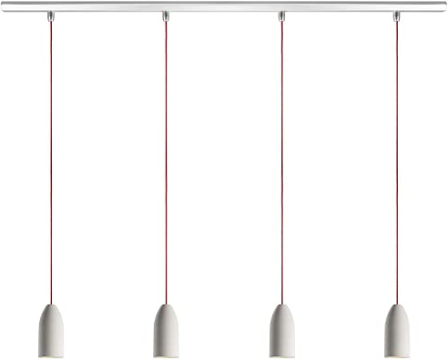Buchenbusch urban design Esstischlampe hängend 4 flammig light edition, Hängeleuchte Esstisch mit Textilkabel Rot, Esstisch Pendelleuchte