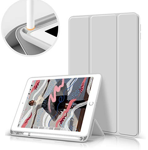 aoub Neues iPad (2019 7. Generation / 2020 8. Generation/2021 9. Generation) 10,2 Hülle mit Stifthalter Dünn Leicht Smart Schutzhülle Standabdeckung Auto Aufwachen/Schlafen für iPad,Grau