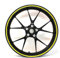 Felgenrandaufkleber Felgenrand Stripes Breite 7mm Chrom Hologramm mit Montagetool 16 17 18 19 Zoll für Auto Motorrad Felgen Aufkleber (Hologramm Gelb)