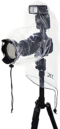 JJC Kamera-Regenschutz für Canon, Nikon, Sony, mit Objektiv und Blitz bis zu 25 x 16 cm (L x B), transparente Kamera-Regenmantel-Regenhülle, 2 Stück