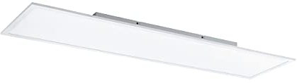 EGLO LED Deckenleuchte Salobrena-B, Deckenlampe aus Metall, Kunststoff in Weiß, LED Panel mit Fernbedienung, Lichtfarbe einstellbar (warm – kalt), RGB, dimmbar, L x B 120 x 30 cm