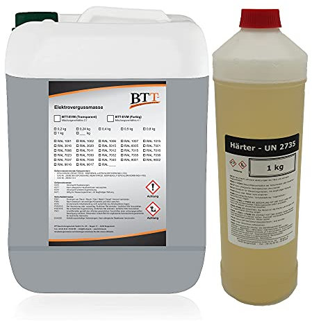BTT-EVM Elektrovergussmasse RAL 7040 Fenstergrau (625g) auf 2K Epoxidharz Basis, IP68 bis 1000 Volt