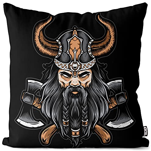 VOID Nordischer Krieger Wikinger Kissenbezug Kissenhülle Sofakissen Kissen Deko Weihnachten Winter Weihnachtsdeko, Kissen Größe:40 x 40 cm