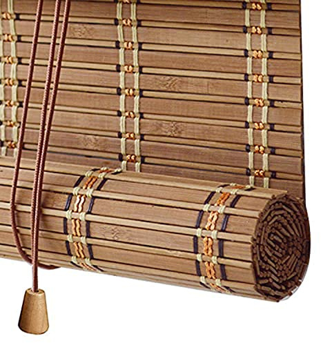 Retro Bambusrollo Blickdicht,60% Verdunkelungsrollo Bambus Jalousine Raffrollo,Natur Holzrollos,Sonnenschutz und Sichtschutz Rollo Seitenzugrollo Für Fenster und Türen,Anpassbar (W100xH100cm(39x39in))