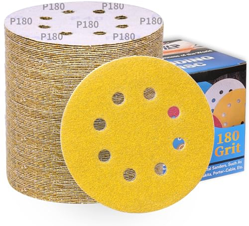 100 Stück Schleifpapier 125mm Klett 180 Körnung Schleifscheiben für Exzenterschleifer 8 Loch Schleifblätter Profi Für Holz Metall Entrosten und Farbe