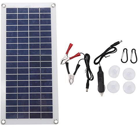 Panneau Solaire DC 10W 12V Haute Efficacité de Conversion Chargeur de Panneau Solaire Flexible étanche Portable avec Prise de Voiture Pince pour Ordinateurs Portables, Caméras