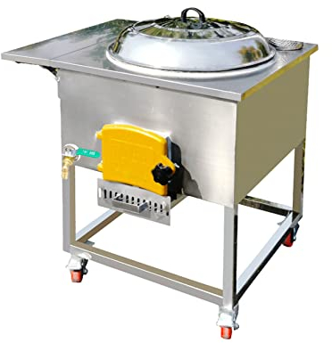 Edelstahl-Brennholzofen, Tragbarer Mobiler Kohle-/Holzofen mit 50-cm-Eisentopf, Eingebauter Edelstahl-Heißwassertank mit Großem Fassungsvermögen,With Hot Water Tank