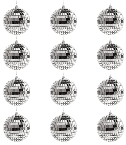 Discokugel Spiegelkugel 12 Stück Disco Spiegel Ball zum Aufhängen, Disko Mirrorball Klein für Weihnachtsbaum Dekoration, Party, Hochzeit, Home, Lichteffekt (Durchmesser 4 cm)