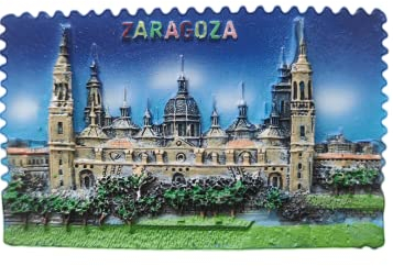 Zaragoza España Imán para nevera, recuerdo de viaje, decoración de nevera, calcomanía magnética 3D, colección Craft