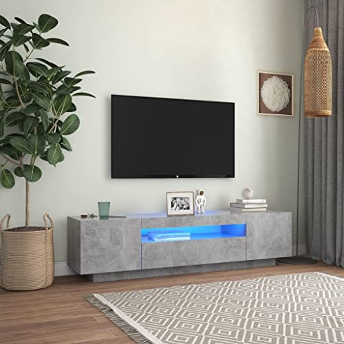 Mobile Porta TV,mobile tv soggiorno mobile tv moderno con Spazio di Archiviazione Adatto per camera da letto, soggiorno, B&B, hotel con Luci LED Grigio Cemento 160x35x40 cm
