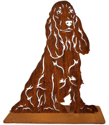 Terma Stahldesign Rost Hund Cocker Spaniel Lebensgroß Handmade Germany tolle Gartendeko aus Metall Figur deko Geschenk Rostfigur Garten deko Gartenfigur, hundegrab deko, 75 cm