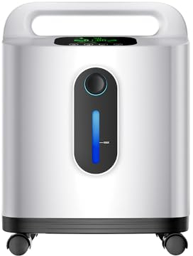 ALLNIS Sauerstoffkonzentrator, 1-8 Liter/Minute, einstellbare Konzentration 90% ± 3%, tragbarer Tragegriff für den einfachen Einsatz zu Hause, auf Reisen (Universalräder, Anleitung in Deutsch)