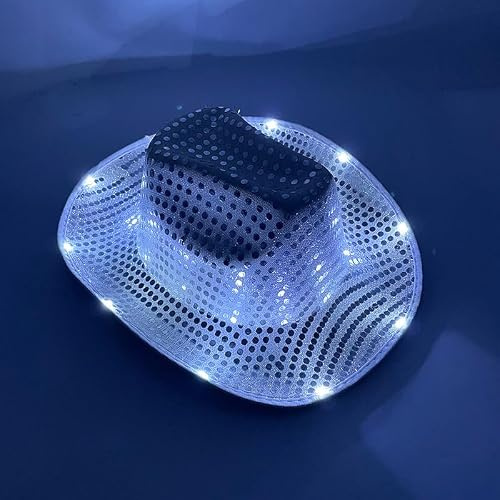 LED Party Hut, LED Disco Top Hat Unisex Blinkende LED Hut Jazz Hüte für Männer Frauen Party Kostüm (Silber)