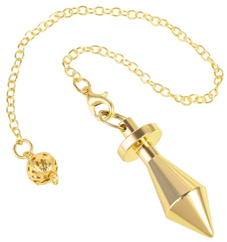 Nupuyai Kupfer Pendel Esoterik Kette für Reiki spirituelle Heilung, Gold | Vergoldete Kupfer-Pendelkette, Wahrsagerei & Radiästhesie, Energieheilung & Meditation, spiritueller Schmuck