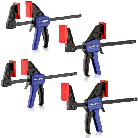 WORKPRO 6 Mini Bar Clamps for Woodworking, 50 lbs Load Limit, 4-Pack