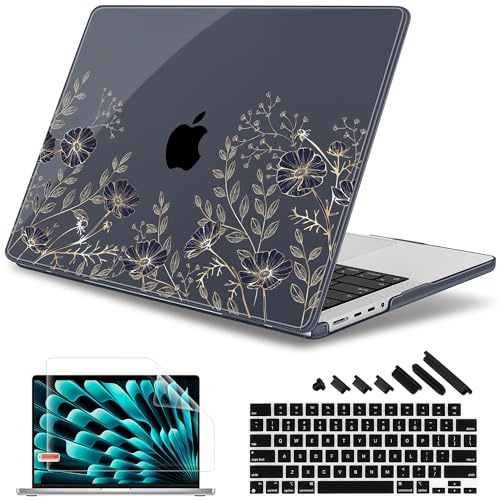 May Chen for MacBook Pro 16 inch Case M1 M2 M3 M4 M5 Pro/Max with Liquid Retina XDR, Release 2021-2025 2026 A3429 A3428, Anti-Drop Plastic Hard Shell with Keyboard Cover, Floral Art