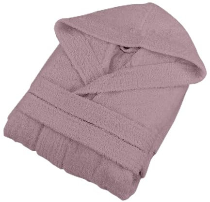 PARAMAISON Accappatoio Taglie Forti Unisex, 100% Spugna Morbida e Leggera con Cappuccio, Cintura e Tasche | 62-64 7XL Rosa Antico