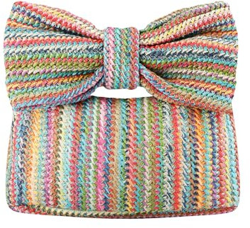 LHHMZ Women Straw Bow Clutch Bag Summer Beach Clutch Handbag Straw Woven Handbag for Wedding Party Vacation