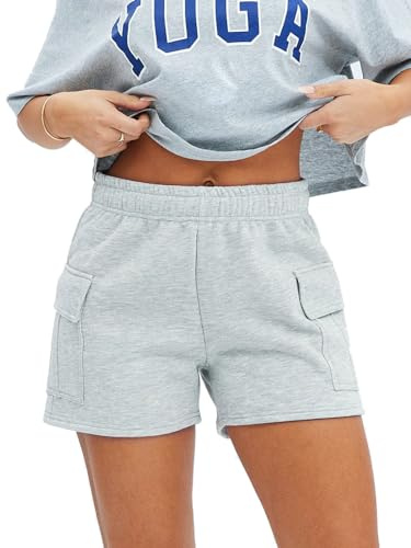 Hanyomo Femmes Fitness Confort Sweat Shorts Athlétique Cordon de Serrage Tissu éponge Coton Shorts