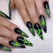 Ztcily 24 Pcs Faux ongles Halloween, Faux ongles French Long Noir et Vert Cercueil, Faux Ongles avec Colle Pour Femme, Faux ongles Fêtes