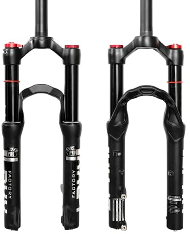 ZTZ Forcella Ammortizzata ad Aria per Bici da 50,8 cm, Corsa 120 mm, Forcella QR MTB da 9 mm, Tubo Dritto da 1 1/8, Blocco Manuale, Forcella Anteriore con Freno a Disco Ultraleggero per Mountain