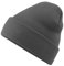 Roughtex Beanie mit Umschlag aus Bio-Baumwolle Doppellagiger Strick, atmungsaktiv und weich Wintermütze Dunkelgrau