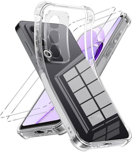 Vauki Cover per Oppo A80 5G con 2 Pezzi Vetro Temperato,Trasparente Custodia Antiurto Ultra Sottile Silicone Morbido,Resistente Anti-Graffio Clear Cellulare Case per Oppo A80 5G