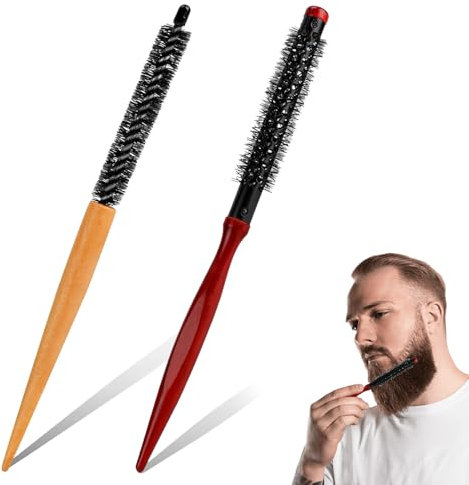 Kleine Rundbürste 2 Stück für Dünnes Haar, Haarbürste für Bart und Kurzes Haar - Mini Haarstyling für Ponytail und Männer