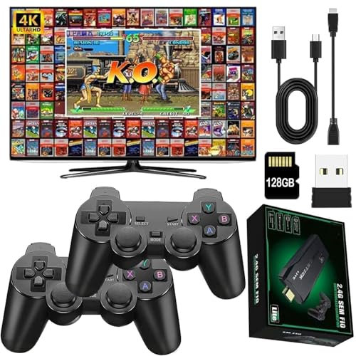 ScriMemo Retro Game Console, Retro Game Stick, Upgraded Plug and Play Video Game Console Built-in 21500+ Games, Dual 2.4G Wireless Controllers, HDMI Output, Gift for Kids/Adults