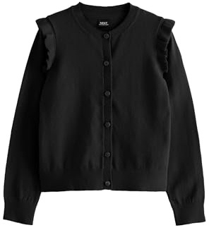 NEXT Schul-Strickjacke mit gerüschten Schultern Schwarz 7 Jahre