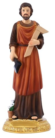 Zohuwerui St Joseph Statue, 21cm Heiliger Josef Figur Kunstharz, St. Josef der Arbeiter Statue, Heiligenfigur Religiöse Figuren für Tisch Bücherregals Zimmer Heimdekoration