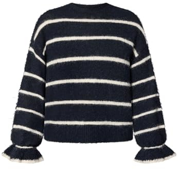 zero Damen Pullover gestreift mit Wolle M, Patch Dark Blue/Cream