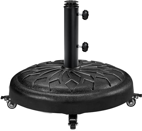 Yaheetech Pied de Parasol Rond à roulettes 20,6 kg en Résine pour Mât de Ø 38/48/57mm du Parasol, Base de Lestage Patio Jardin Extérieur Marché Noir