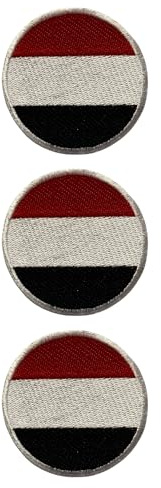All Countries Round Flag Patches Set of 3 – 6 cm Embroidered Iron/Sew On for Jackets, Hats, Backpacks, Jeans, Vests and DIY Craft Projects. (Yemen)
