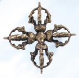 Doppel - Dorje ca 9 cm aus Messing - wichtiges Requisit fr buddhistische Rituale