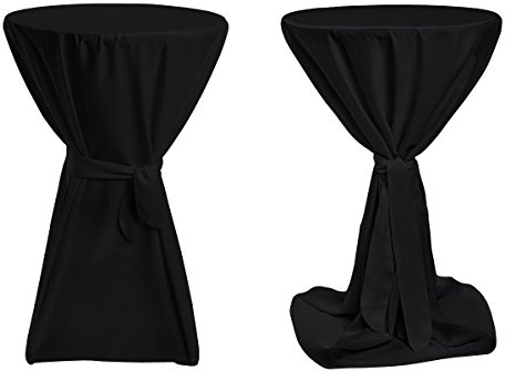 TexDeko® Stehtischhussen Premium mit Schleifenband Schwarz Ø 80cm | Husse für Bistrotisch, blickdicht 170gsm Stoffgewicht, Überwurf, Bartisch, Tischüberzug, Event, Gastronomie, waschbar