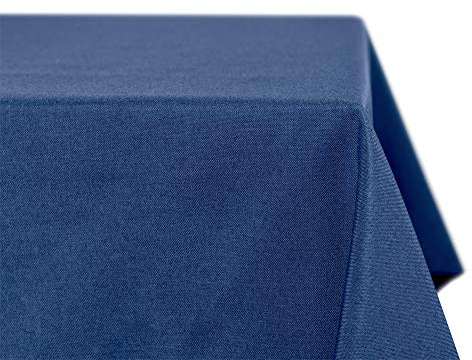 BEAUTEX fleckenabweisende und bügelfreie Tischdecke - Tischtuch mit Lotuseffekt - Tischwäsche in Leinenoptik, Eckig 110x110 cm, Dunkelblau