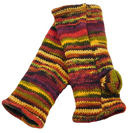 musimon Handstulpen Pulswärmer Stulpen Wolle gestrickt Fleecefutter bunt (braun)