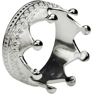 SILBERMOOS Damen Ring Kronenring mit Ornamentlötung Krone Krönchen Silberring 925 Sterling Silber, Größe:60