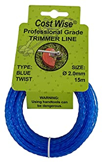Cost Wise Strong TWIST strimmer/brush cutter line 15m length,less noise, (2mm) ideal for grass/weeds and nettles