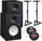 Yamaha HS8 Powered Studio Monitor Bundle con due monitor, supporti e cavi