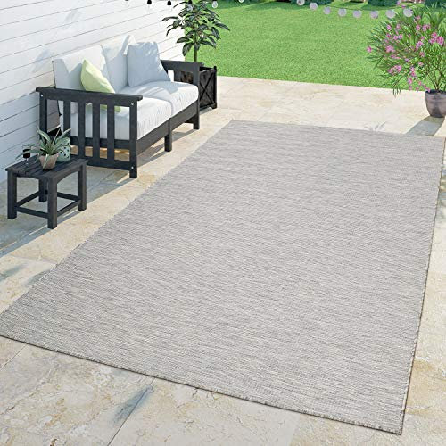 TT Home Moderner Outdoor Teppich Wetterfest Für Innen- Und Außenbereich Meliert Taupe, Größe:140x200 cm